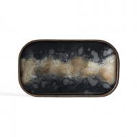 Plateau verre BLACK ORGANIC oblong de Ethnicraft, 42x24x3, Taille L 