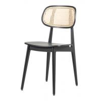 Chaise TITUS, Structure en chêne teinté noir, Assise plaqué noir