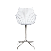 Tabouret haut pivotant MERIDIANA de Driade, Pied chrome, Assise transparente