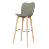 Tabouret de bar Lily, piètement chêne, Assise Pebble