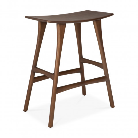 Tabouret de bar Osso - teck vernis - brun foncé de Ethnicraft, 57x33x80cm