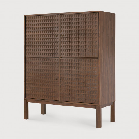 Armoire Sono - teck vernis - marron clair - 4 portes