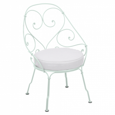 Fauteuil CABRIOLET de Fermob, Coussin Blanc grisé, Menthe glaciale