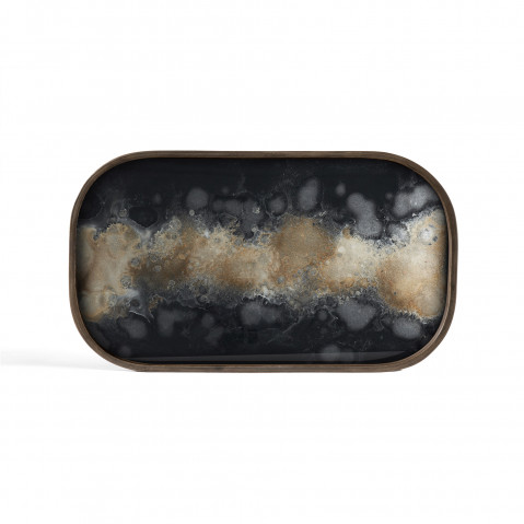 Plateau verre BLACK ORGANIC oblong de Ethnicraft, 42x24x3, Taille L 