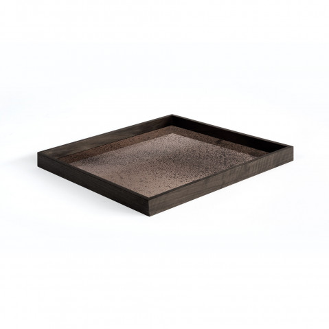 Plateau miroir BRONZE AGED carré de Ethnicraft, 51x51x4, taille L