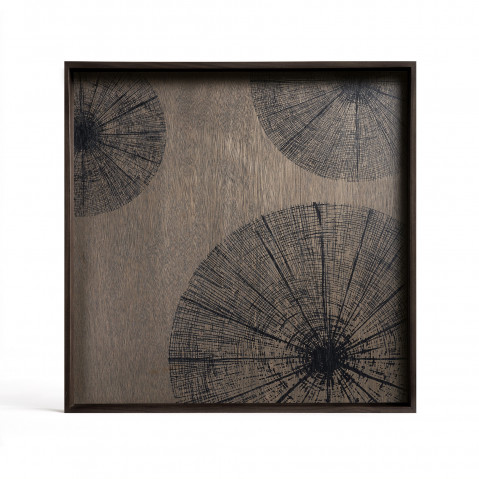 Plateau Slices Wooden Tray de Ethnicraft, coloris Noir, 51x51