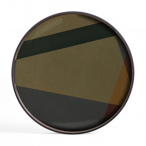 Plateau rond en verre ANGLE de Ethnicraft Accessories, Ø.48 cm, Slate