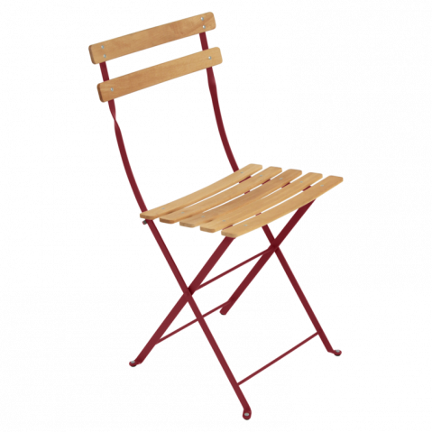 Chaise BISTRO NATUREL bois de Fermob, piment