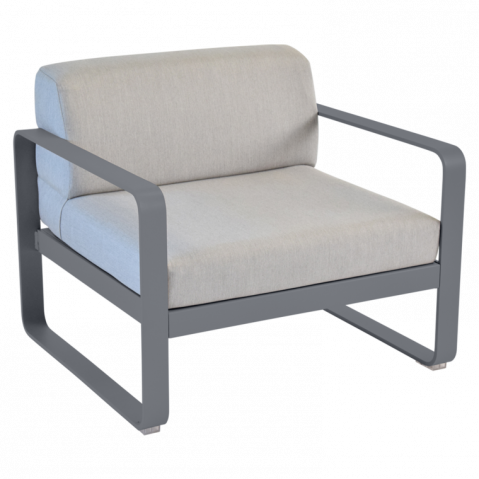 Fauteuil BELLEVIE de Fermob, Coussin Gris flanelle, Carbone 