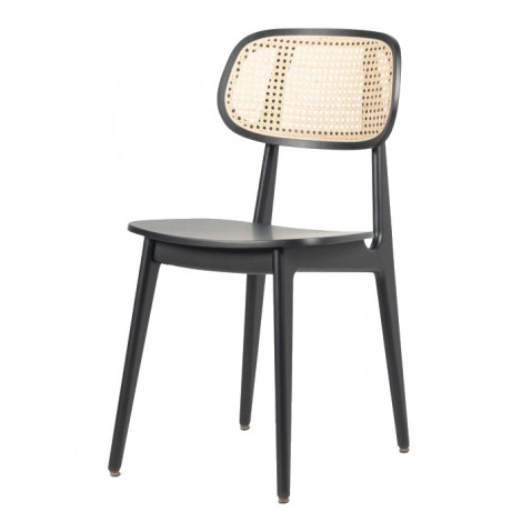 Chaise TITUS, Structure en chêne teinté noir, Assise plaqué noir