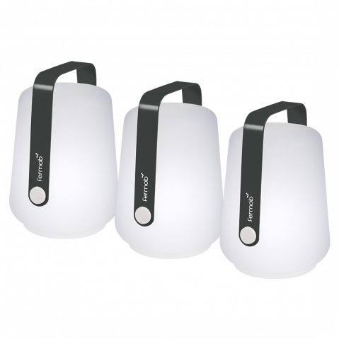 Lot de 3 lampes H.12 CM BALAD de Fermob, Carbone 