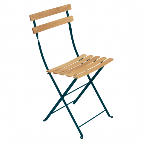 Chaise BISTRO NATUREL bois de Fermob, bleu acapulco