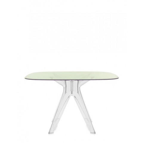 Table SIR GIO Carrée de Kartell, Pieds cristal, Vert