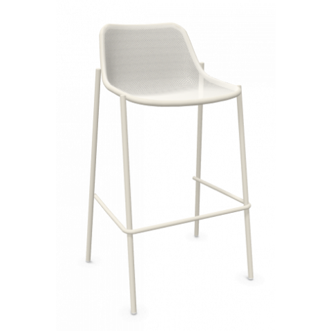 Tabouret haut ROUND de Emu, Blanc mat