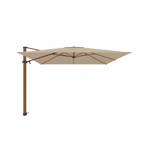 Parasol déporté ANTEGO de Jardinico, 300 × 300 cm, Structure alu teck, Toile latte