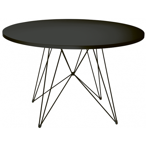 Table ronde XZ3, Ø.120 cm, Piètement acier noir, Plateau MDF laminé Fenix noir