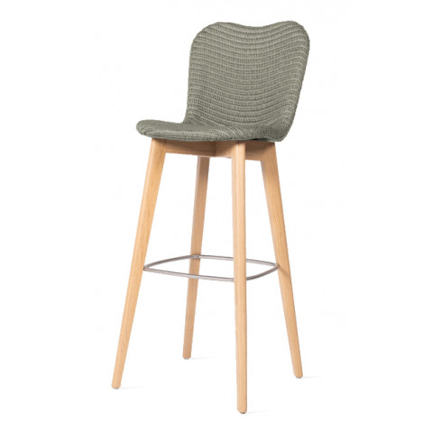 Tabouret de bar Lily, piètement chêne, Assise Pebble