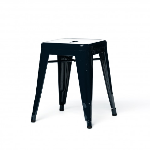 Tabouret bas H.45 de Tolix, Finition brillant, Noir