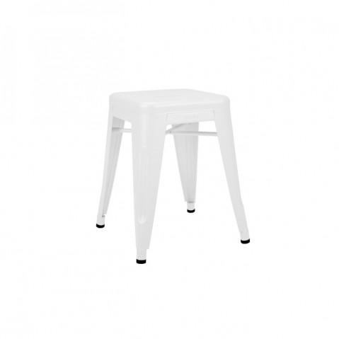 Tabouret bas H.45 de Tolix, Finition mat, Blanc