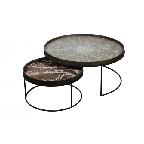 Set Round Tray tables basses Extra Large de Ethnicraft Accessories, H.31/38