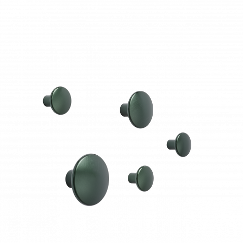 Set de 5 patères THE DOTS METAL de Muuto, Vert foncé
