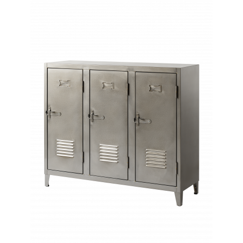 Vestiaire casier B3 de Tolix, 3 casiers, Brut verni