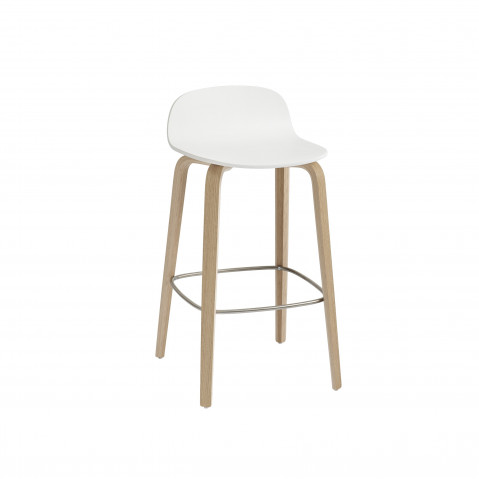 Tabouret de bar VISU de Muuto, H.65 cm, Blanc/chêne